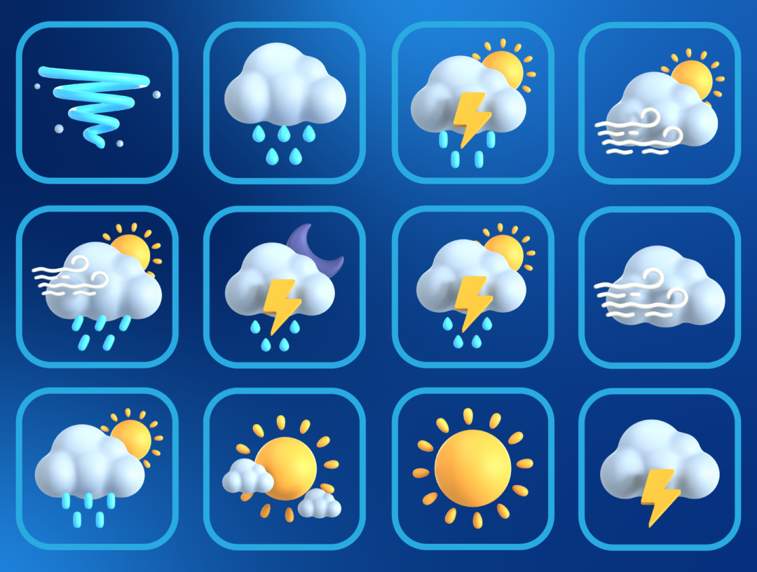 46款3D立体天气预报气象预告图标Icons设计素材 Weather 3D Icon Set_img_3