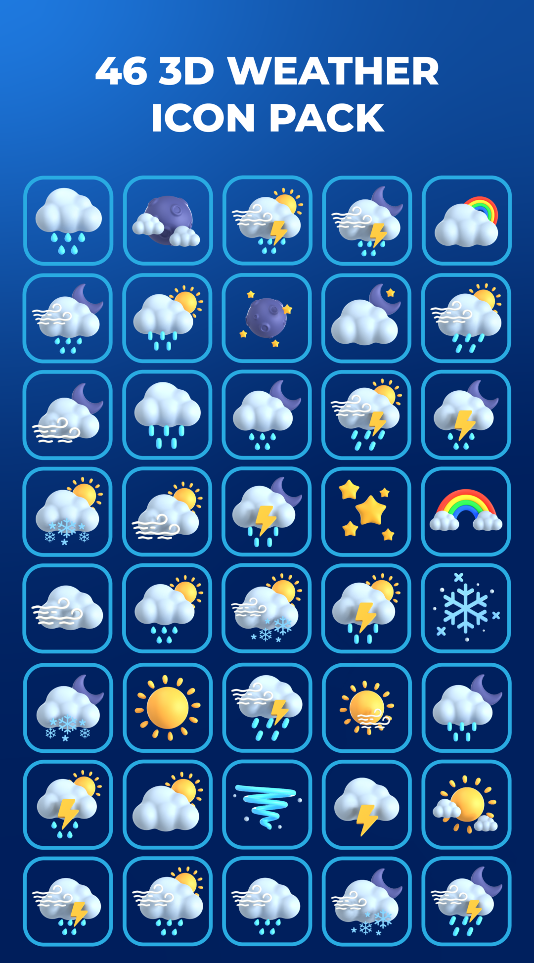 46款3D立体天气预报气象预告图标Icons设计素材 Weather 3D Icon Set_img_3