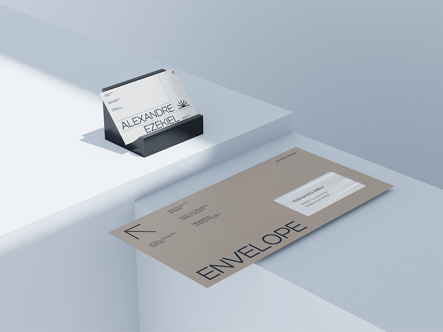 时尚品牌VI设计名片信封展示贴图PSD样机模板 Stationery Mockup_img_3