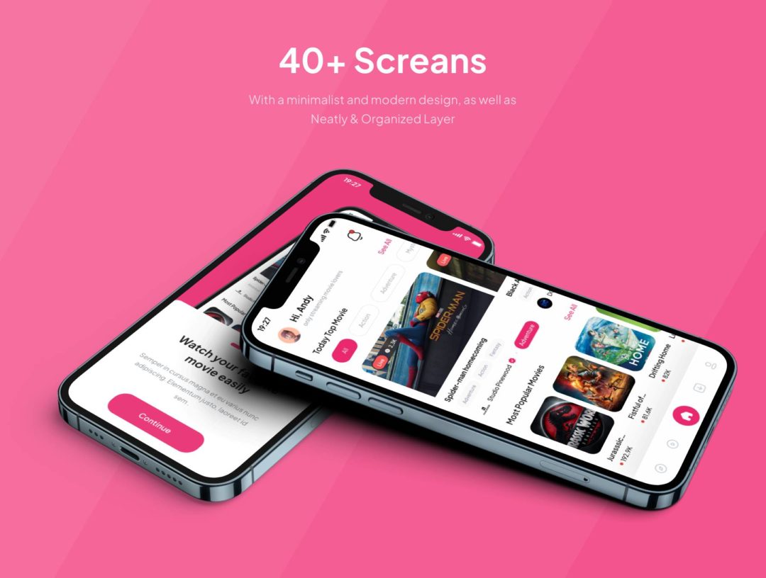 40+屏优质电影电视剧短视频APP软件界面设计Figma模板套件 Morevie - Movie Streaming App UI KIT_img_3