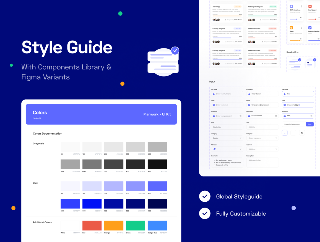 100+屏深色&浅色主题项目管理软件APP界面设计Figma模板套件 Planwork - Project Management App UI Kit_img_3