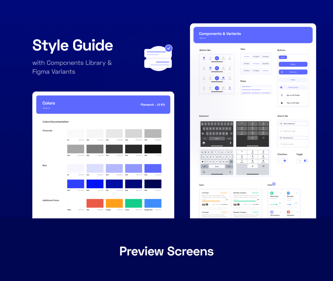 100+屏深色&浅色主题项目管理软件APP界面设计Figma模板套件 Planwork - Project Management App UI Kit_img_3