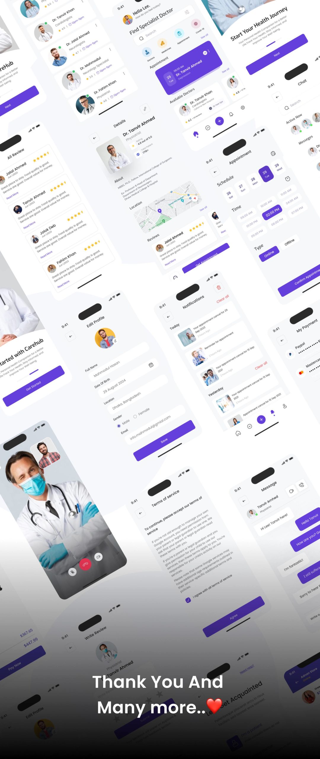 80+屏高质量在线就诊挂号医院医疗健康APP软件界面设计Figma模板 Medical & Health App Ui Kits_img_3