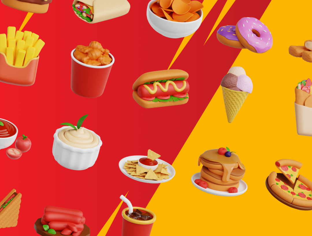 20款创意西餐汉堡快餐插图3D图标Icons设计素材合集 Fast Food 3D Icon Set_img_3