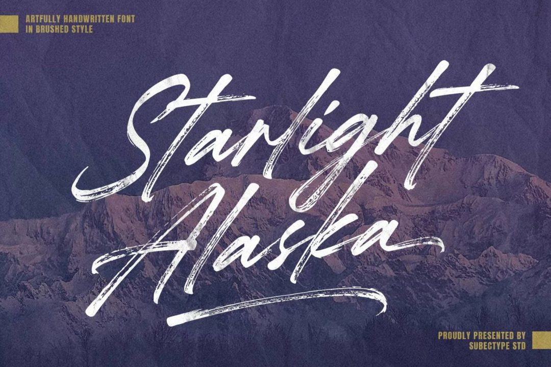 随意自然产品包装海报标题徽标设计手写英文字体安装包 Starlight Alaska Font_img_3