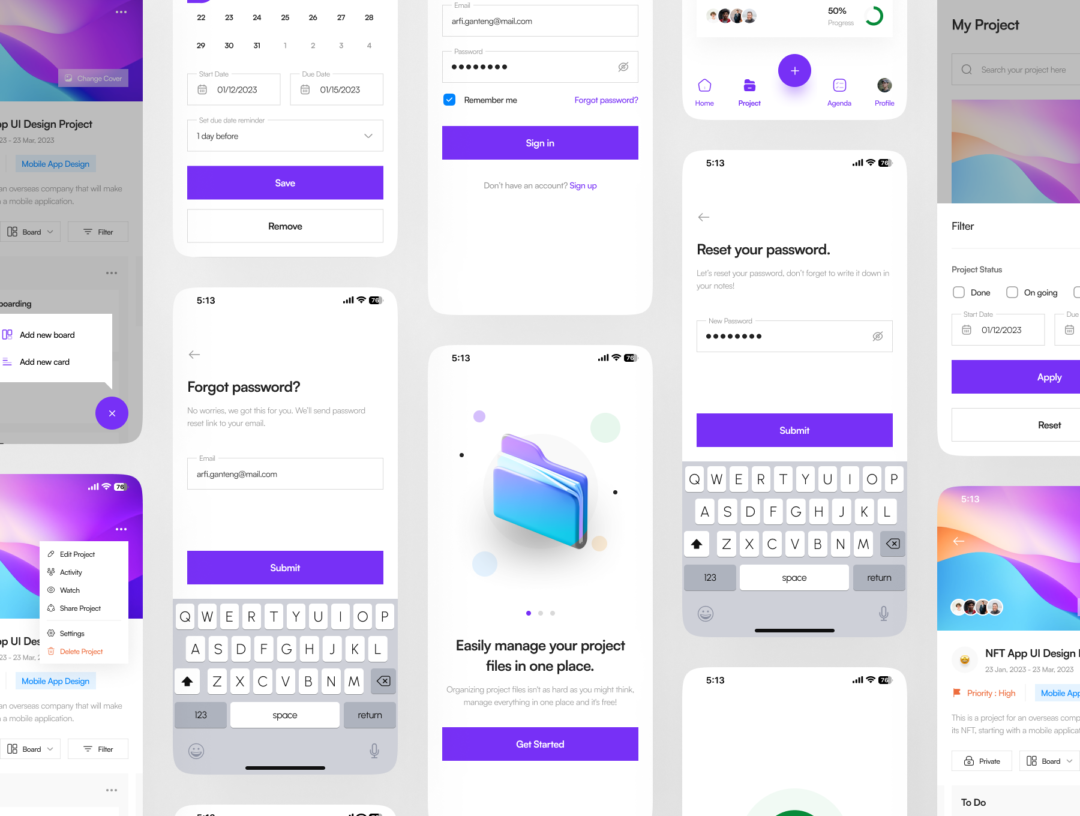 30+高质量项目管理协作办公软件APP界面设计Figma模板套件 Ngatur - Project Management App UI Kit_img_3