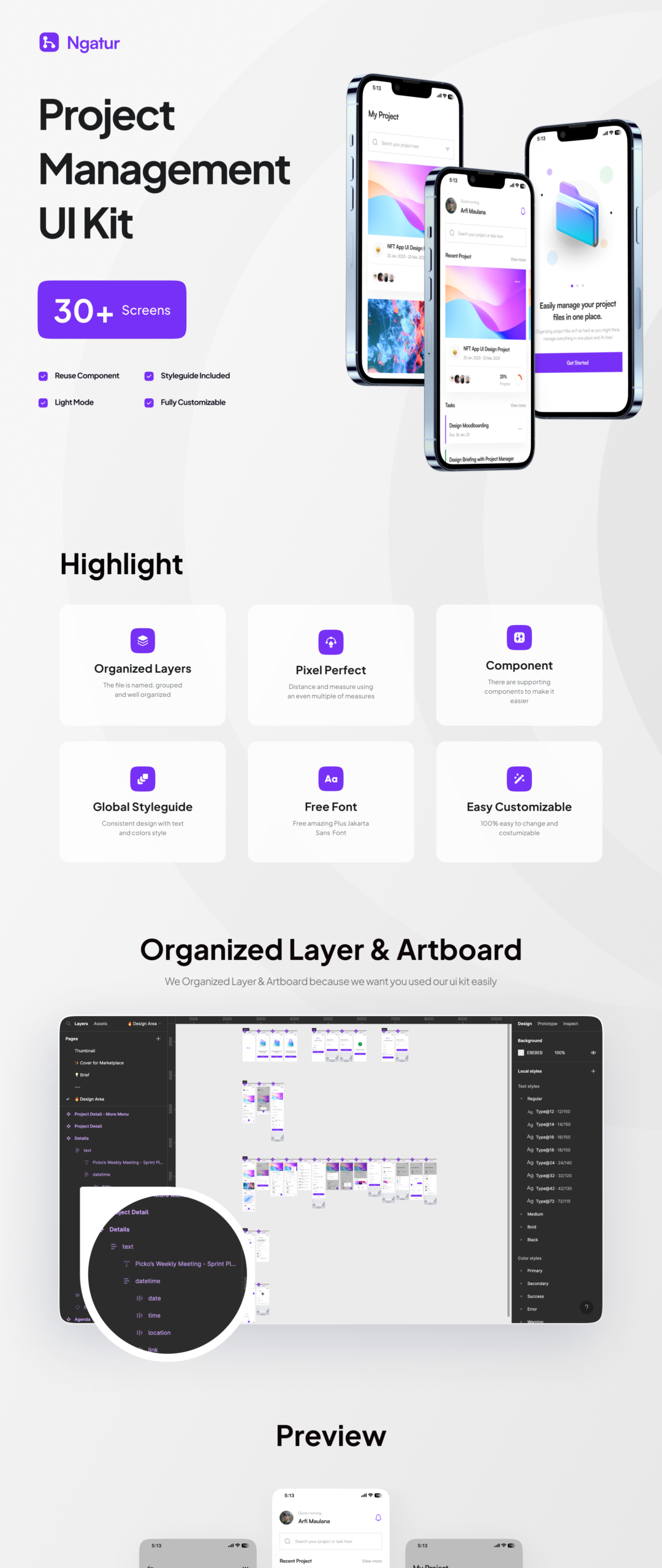 30+高质量项目管理协作办公软件APP界面设计Figma模板套件 Ngatur - Project Management App UI Kit_img_3