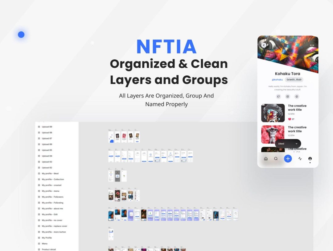 65+屏高品质虚拟物品NFT在线交易APP软件界面设计Figma模板套件 NFTIA - NFT App UI Kit_img_3