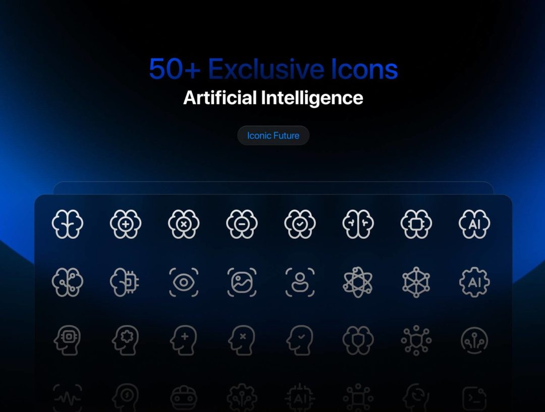 50款未来科幻AI人工智能芯片矢量线稿图标Icons设计素材包 AI-Icon v—1.0_img_3