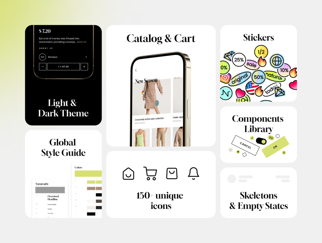 100+屏时尚在线购物电子商城商店APP软件界面设计Figma模板套件 Mark Shopping App UI kit_img_3