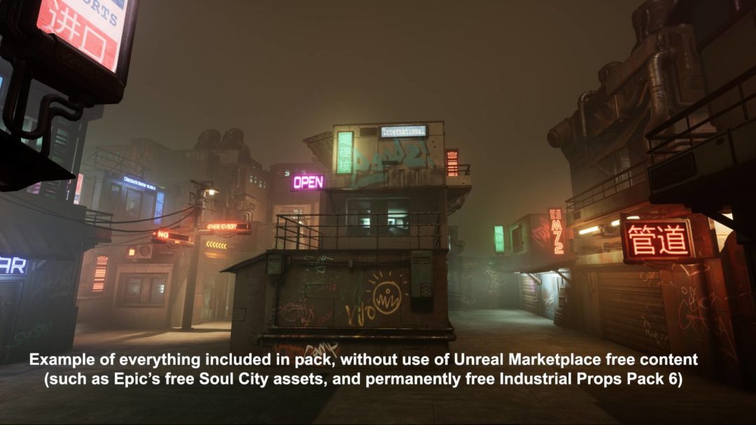 未来科幻赛博朋克模块化城市街道小巷UE场景模型 Unrealengine Modular CyberPunk City Asset Pack_img_3