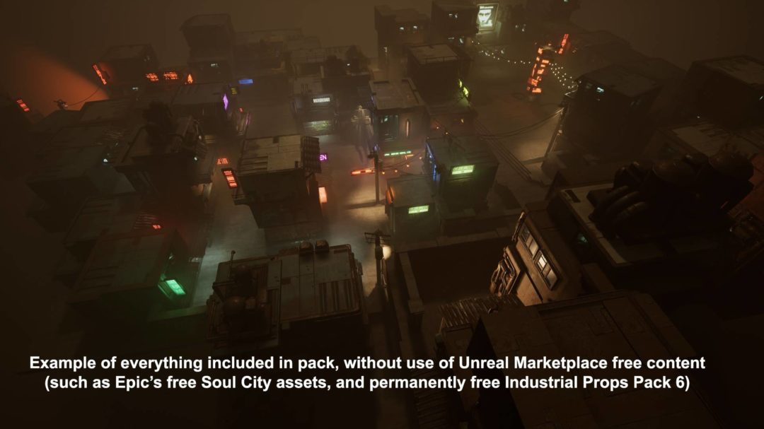 未来科幻赛博朋克模块化城市街道小巷UE场景模型 Unrealengine Modular CyberPunk City Asset Pack_img_3