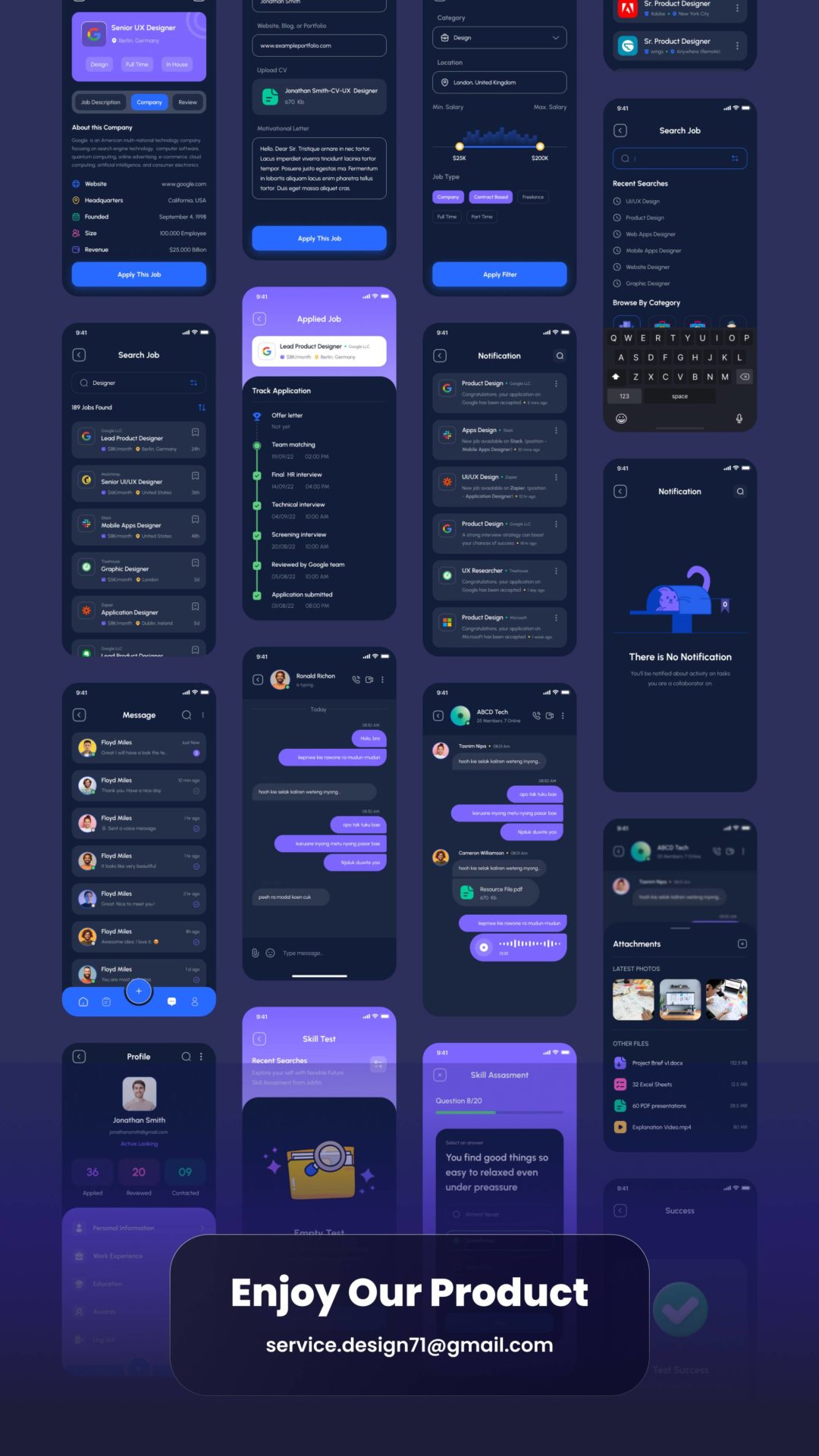 85+屏高品质求职应聘找工作软件APP界面设计Figma模板套件 Jobko - Job Finder Mobile App UI KIt_img_3