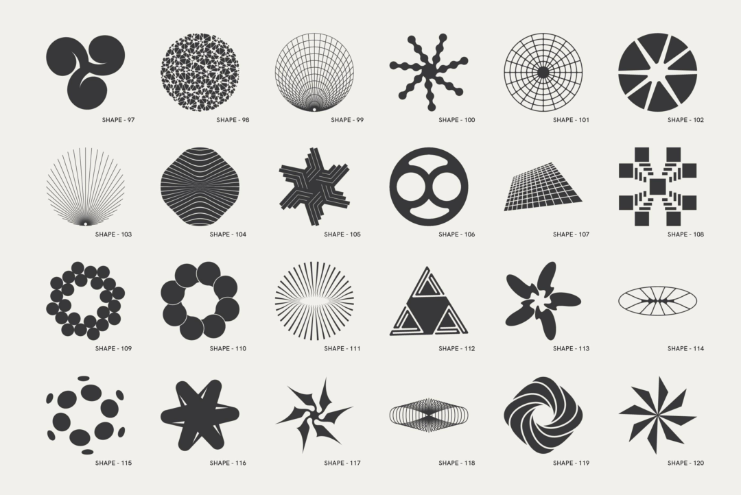 120款复古Y2K街头抽象艺术未来科幻几何图形标识图标AI矢量设计素材 120 Abstract Geometric Shapes. Part1_img_3