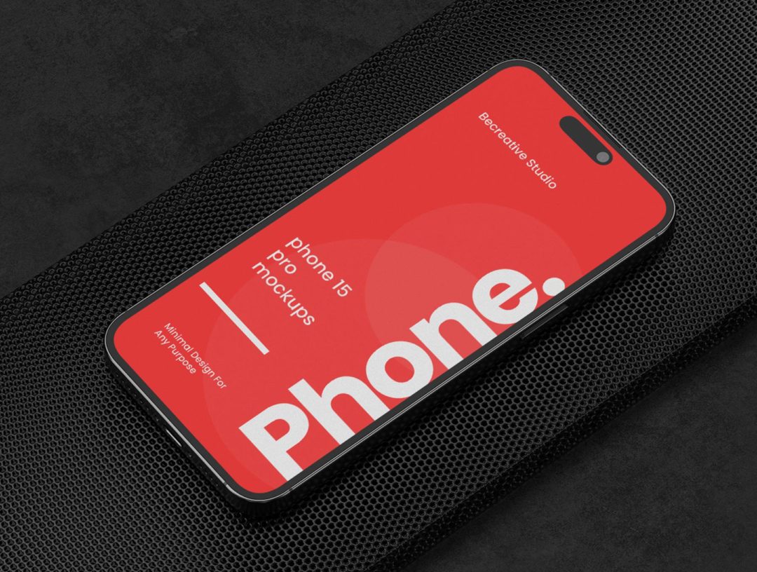 8款暗黑工业风苹果iPhone 15 Pro Max屏幕演示贴图PSD样机模板 8 iPhone 15 Pro Max Mockups_img_3