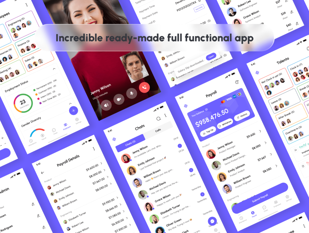 245+屏优质行政管理人力资源HR软件APP界面设计Figma模板套件 Talento - HR Management App UI Kit_img_3