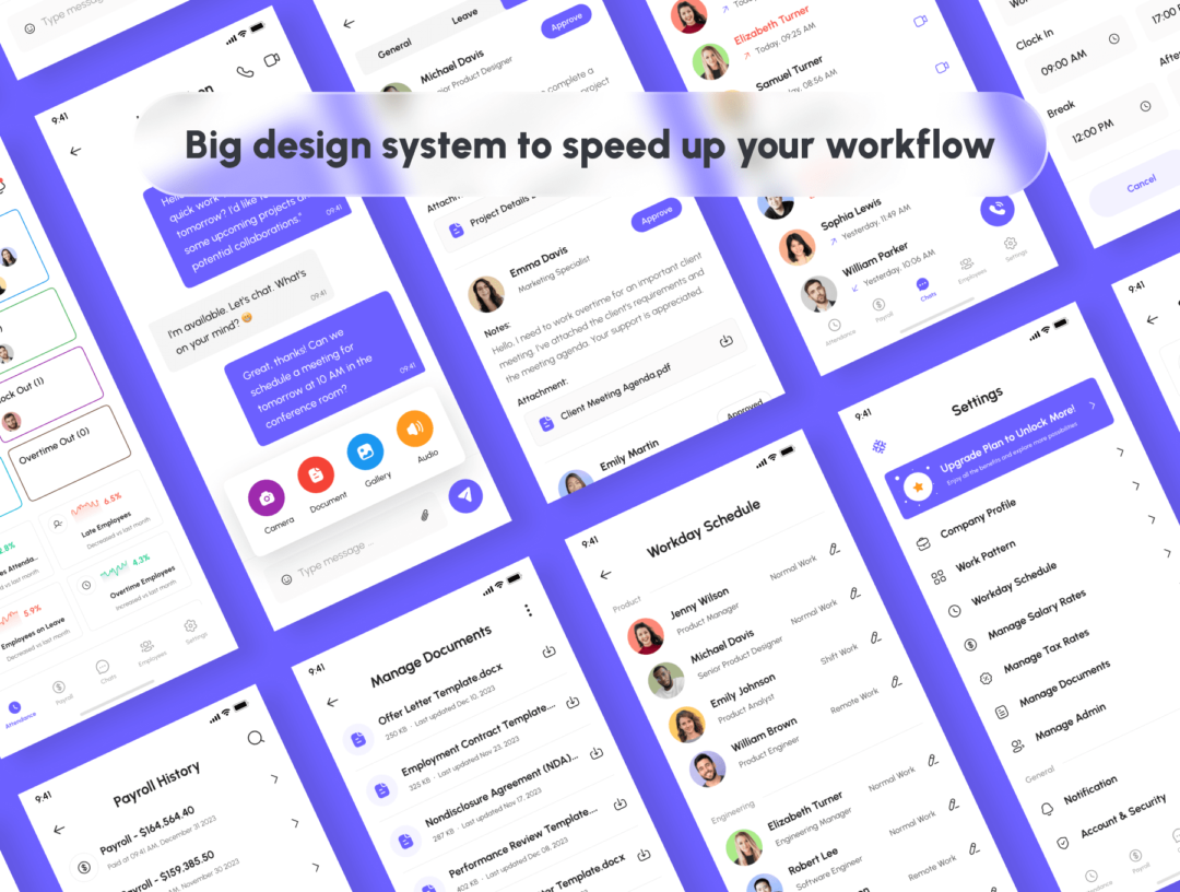 245+屏优质行政管理人力资源HR软件APP界面设计Figma模板套件 Talento - HR Management App UI Kit_img_3