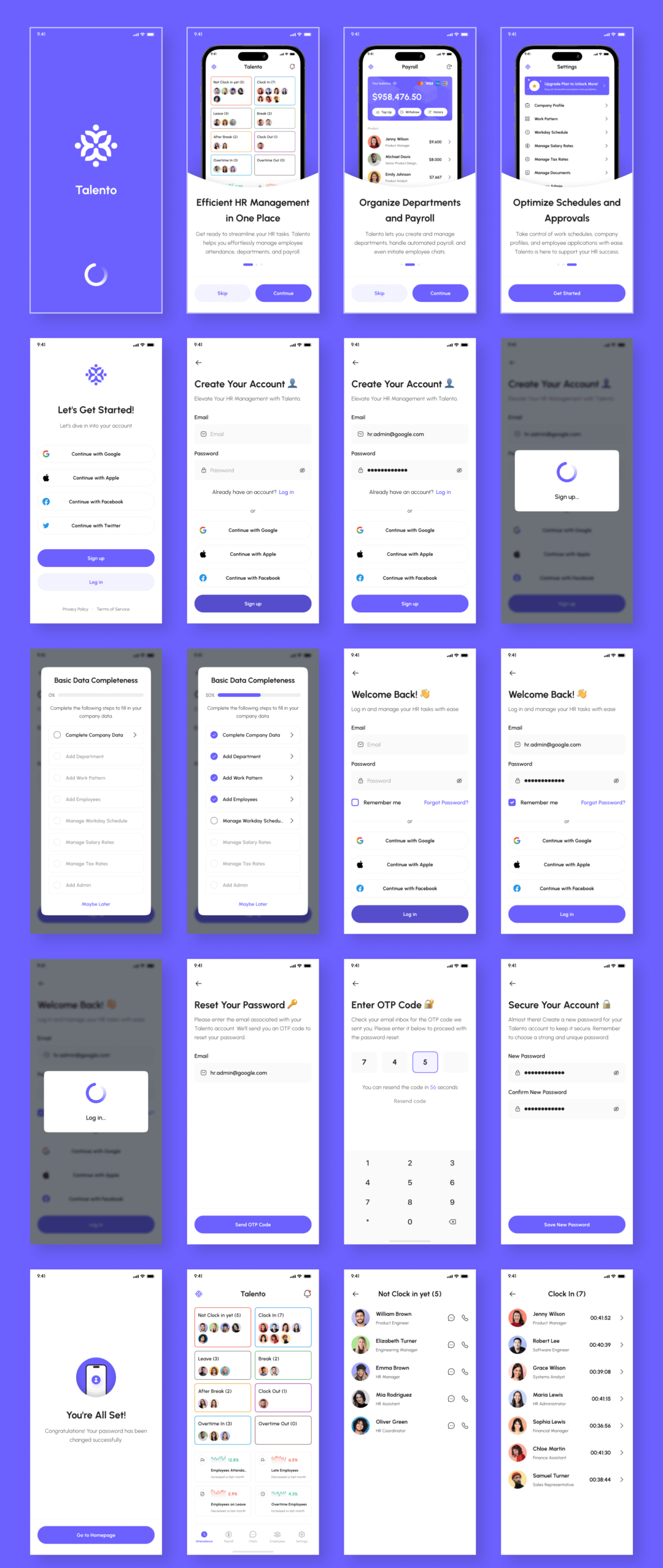 245+屏优质行政管理人力资源HR软件APP界面设计Figma模板套件 Talento - HR Management App UI Kit_img_3