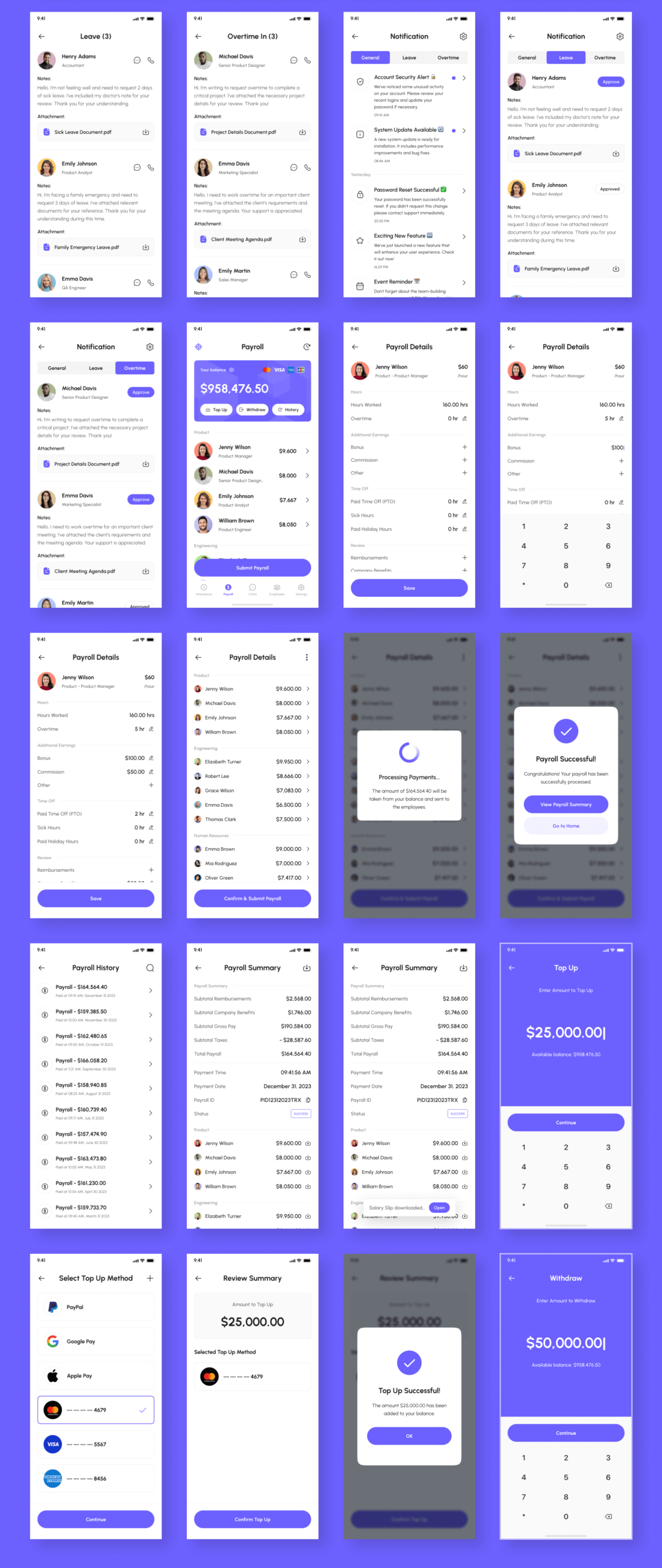 245+屏优质行政管理人力资源HR软件APP界面设计Figma模板套件 Talento - HR Management App UI Kit_img_3