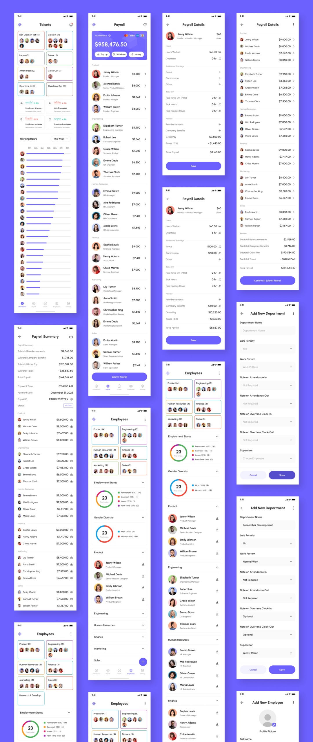 245+屏优质行政管理人力资源HR软件APP界面设计Figma模板套件 Talento - HR Management App UI Kit_img_3