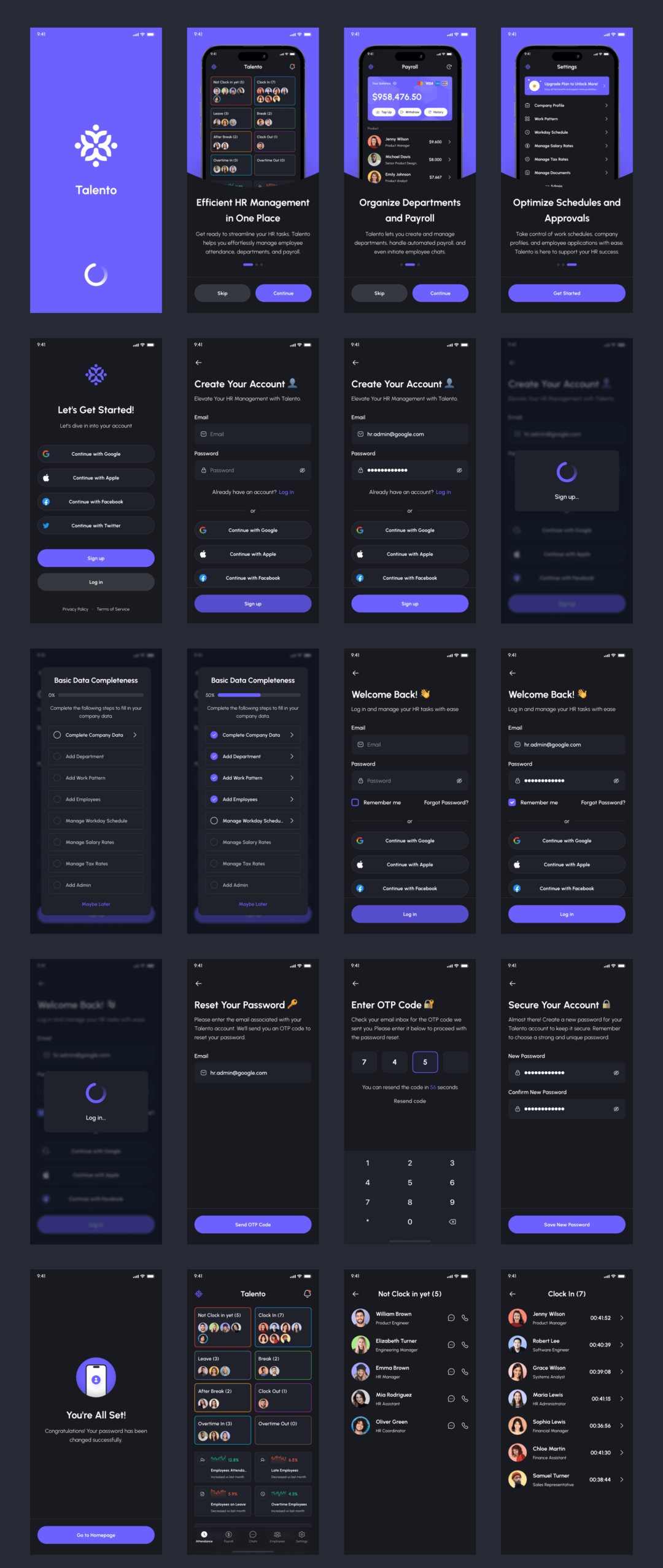 245+屏优质行政管理人力资源HR软件APP界面设计Figma模板套件 Talento - HR Management App UI Kit_img_3