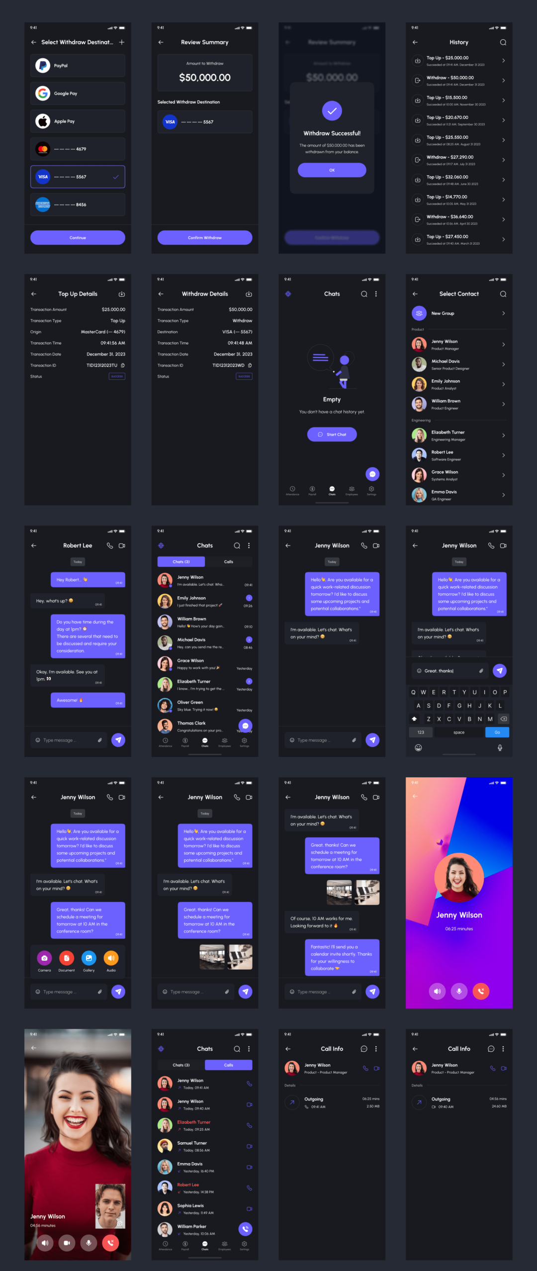 245+屏优质行政管理人力资源HR软件APP界面设计Figma模板套件 Talento - HR Management App UI Kit_img_3