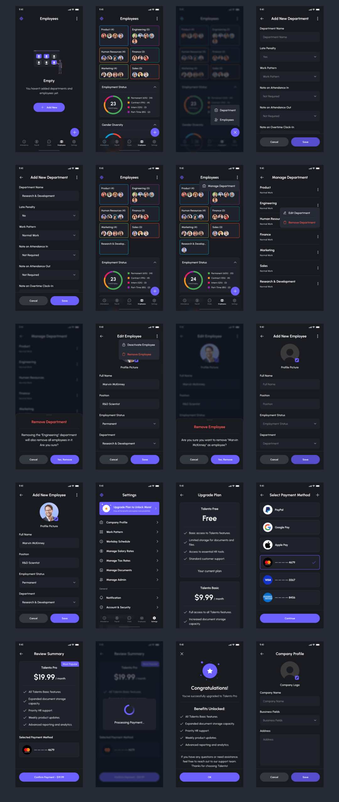 245+屏优质行政管理人力资源HR软件APP界面设计Figma模板套件 Talento - HR Management App UI Kit_img_3