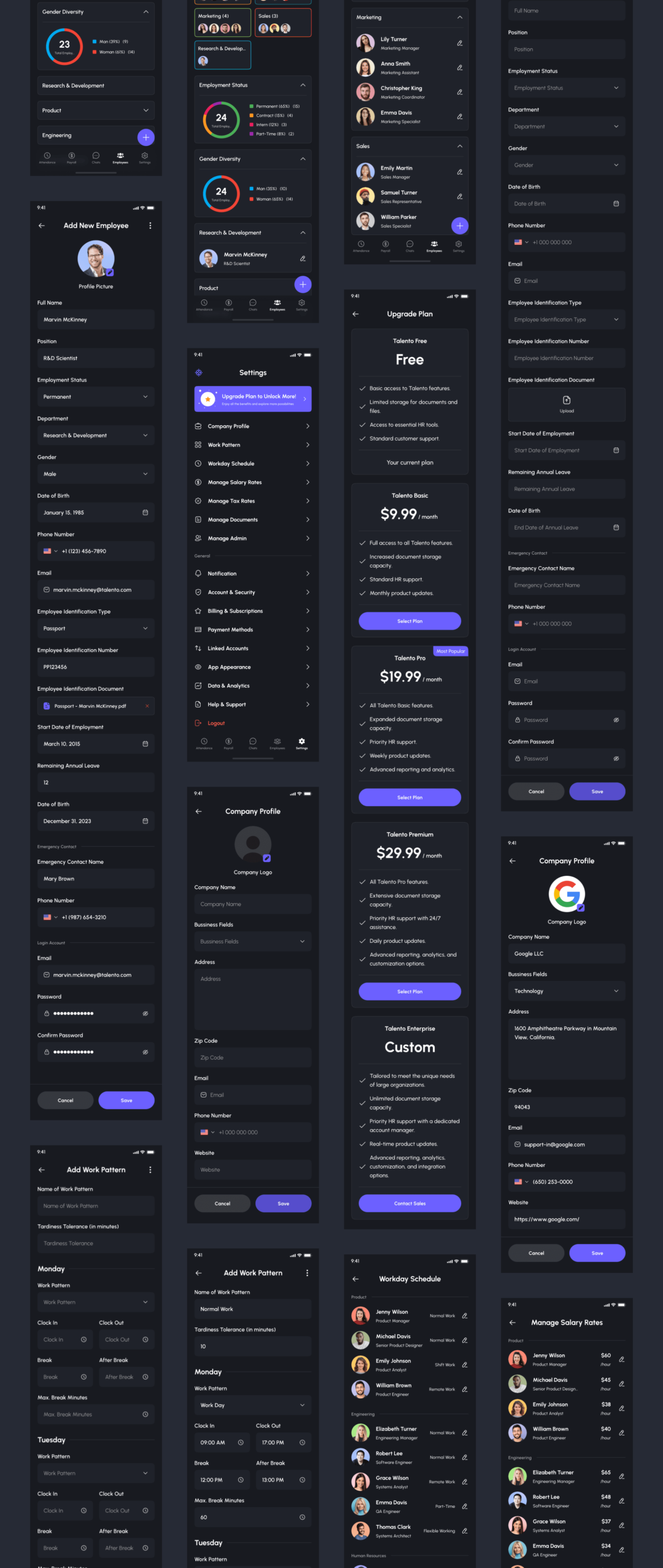 245+屏优质行政管理人力资源HR软件APP界面设计Figma模板套件 Talento - HR Management App UI Kit_img_3