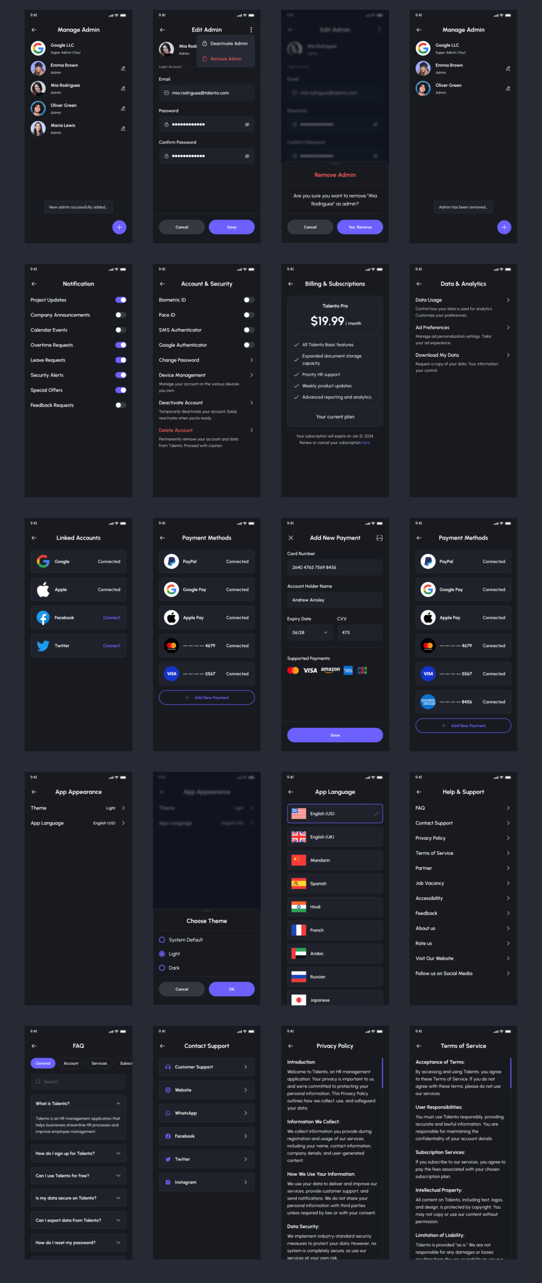 245+屏优质行政管理人力资源HR软件APP界面设计Figma模板套件 Talento - HR Management App UI Kit_img_3