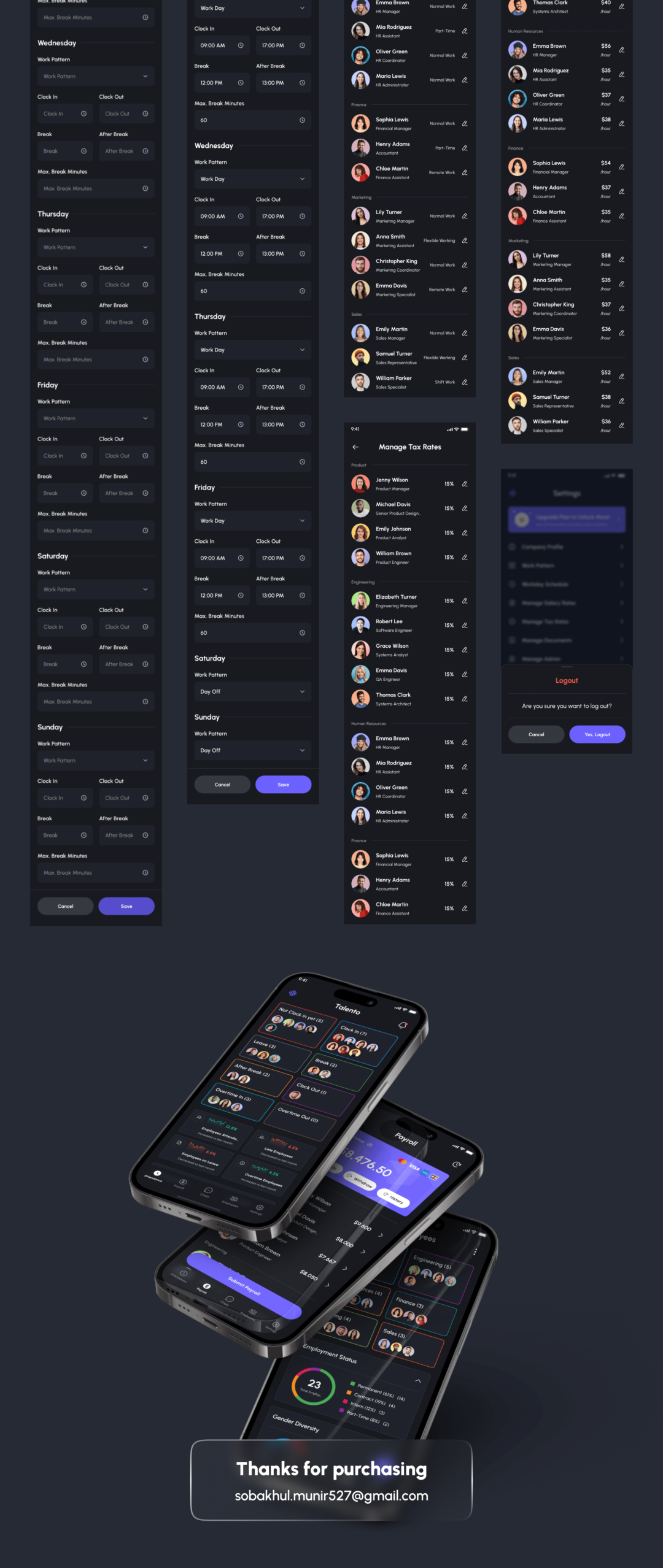 245+屏优质行政管理人力资源HR软件APP界面设计Figma模板套件 Talento - HR Management App UI Kit_img_3