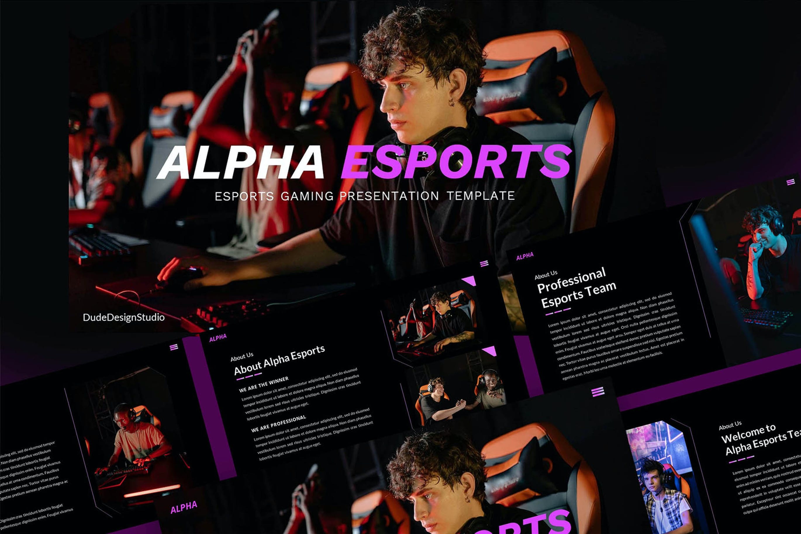 时尚企业摄影作品集演示文稿设计ppt模板 Gamerland E Sport Gaming Powerpoint Template_img_2