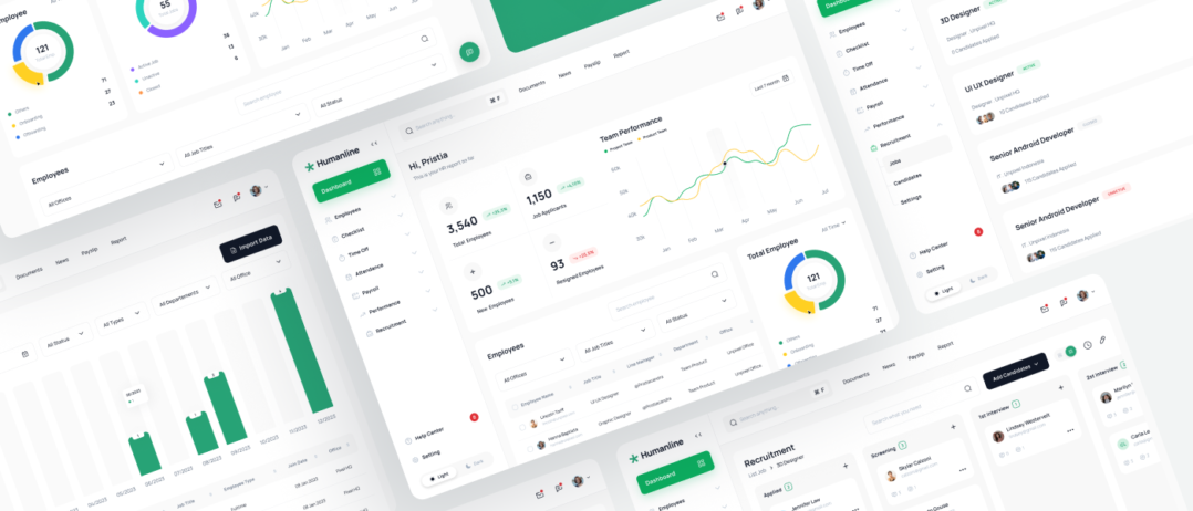 250+屏人力资源HR行政人员管理软件APP界面设计Figma模板套件 Humanline - HR Management Dashboard UI Kit_img_3