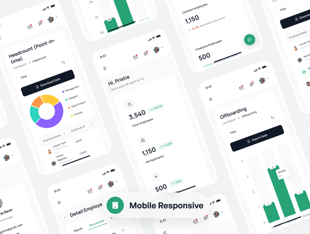 250+屏人力资源HR行政人员管理软件APP界面设计Figma模板套件 Humanline - HR Management Dashboard UI Kit_img_3