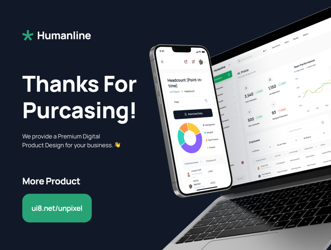 250+屏人力资源HR行政人员管理软件APP界面设计Figma模板套件 Humanline - HR Management Dashboard UI Kit_img_3