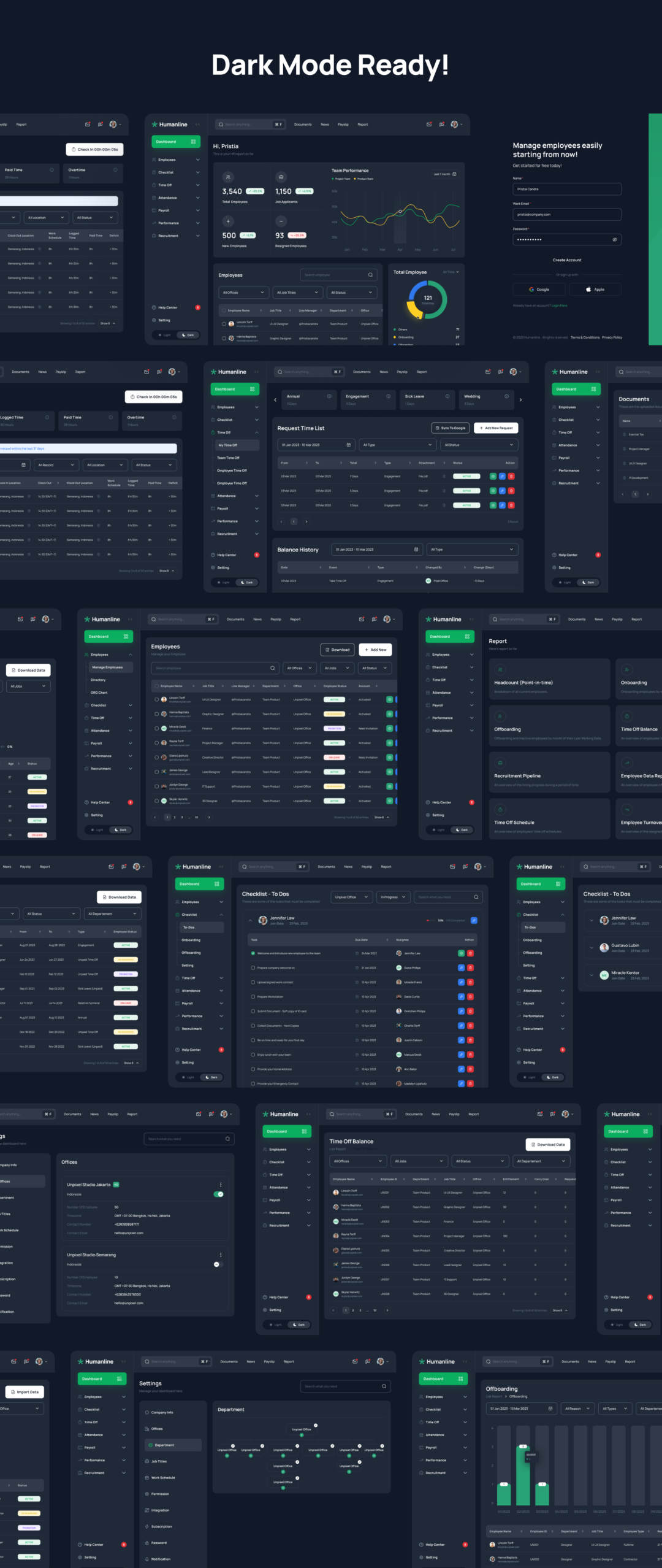 250+屏人力资源HR行政人员管理软件APP界面设计Figma模板套件 Humanline - HR Management Dashboard UI Kit_img_3