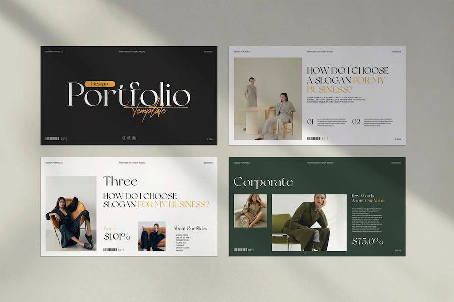 现代简约企业营销策划提案简报设ppt模版 Design Portfolio PowerPoint Template_img_3