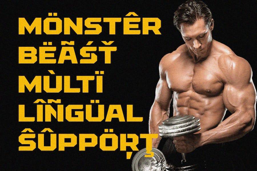 现代时尚杂志海报标题设计无衬线英文字体安装包 NCL Monster Beast - Gym Sport Font_img_3