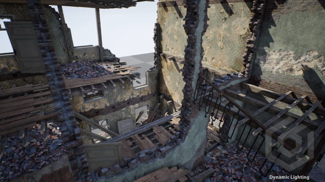 战争地震摧毁废墟楼房房屋UE模型 Unrealengine House Modular Ruins_img_3