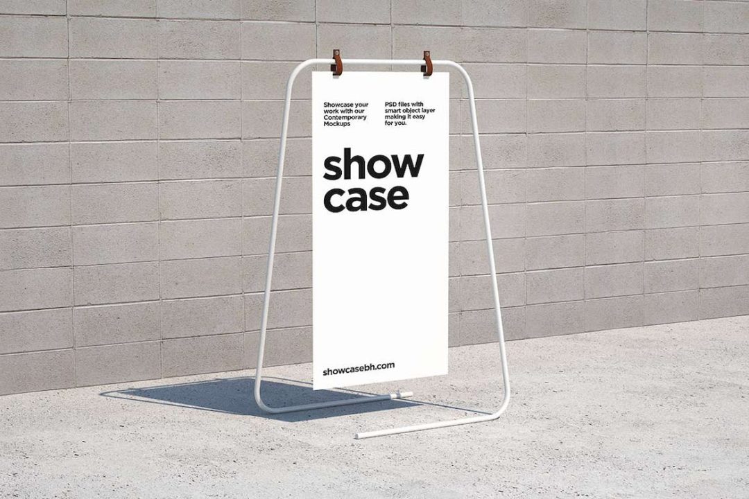 5款时尚城市街头导视牌标牌设计展示贴图PSD样机模板素材 Sandwich Board Signs Mockups Kit_img_3