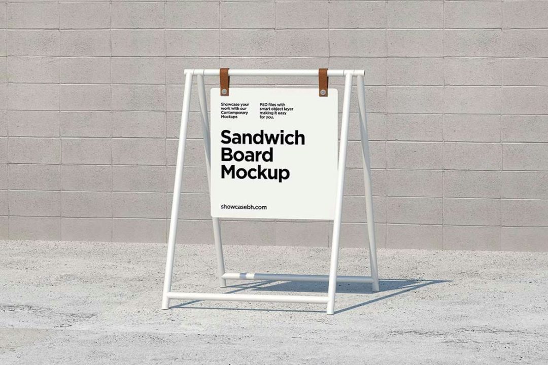 5款时尚城市街头导视牌标牌设计展示贴图PSD样机模板素材 Sandwich Board Signs Mockups Kit_img_3