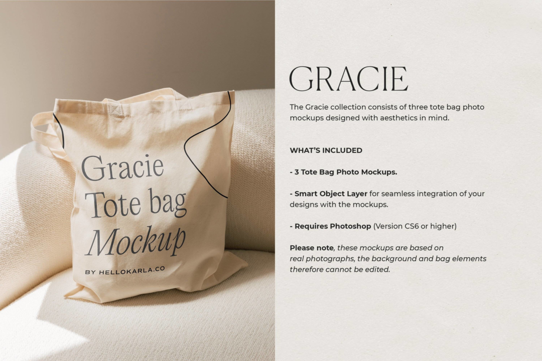 时尚单肩帆布包手提袋印花图案设计展示效果图PSD样机模板 Aesthetic Tote Bag Mockups - Gracie_img_3