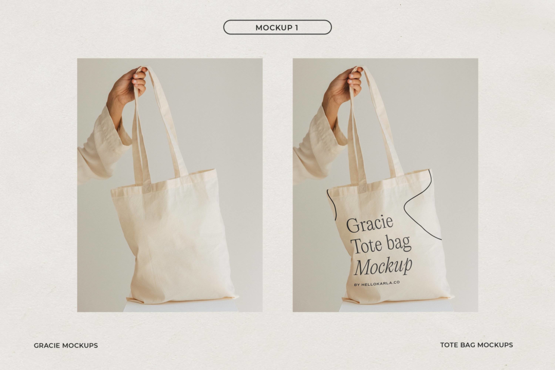 时尚单肩帆布包手提袋印花图案设计展示效果图PSD样机模板 Aesthetic Tote Bag Mockups - Gracie_img_3