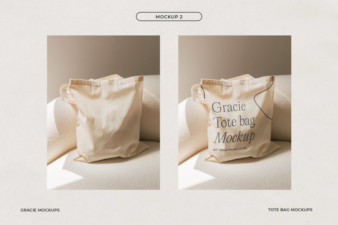 时尚单肩帆布包手提袋印花图案设计展示效果图PSD样机模板 Aesthetic Tote Bag Mockups - Gracie_img_3