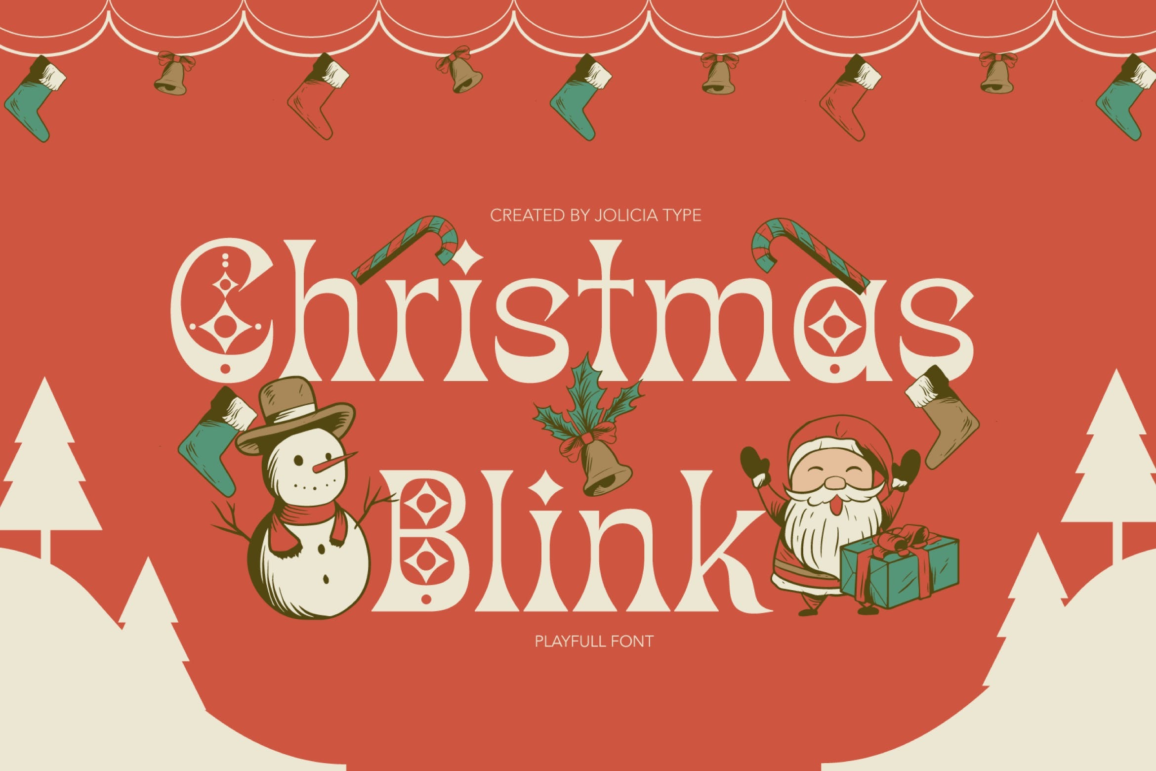 优雅可爱圣诞节品牌海报徽标设计装饰英文字体安装包 Christmas Blink Playfull Font_img_2