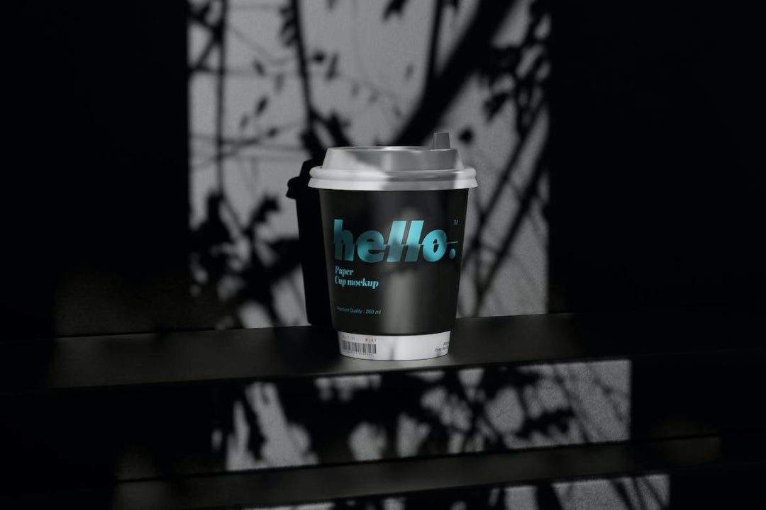 9款时尚逼真一次性外卖咖啡奶茶纸杯设计展示效果图PSD样机模板 Paper Cup 8oz 250ml Mock up_img_3