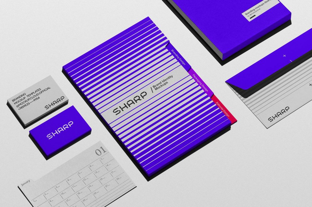 15款高级工业风名片卡片画册信纸VI标志LOGO设计贴图PSD样机模板 Sharp Branding Mockups Kit_img_3