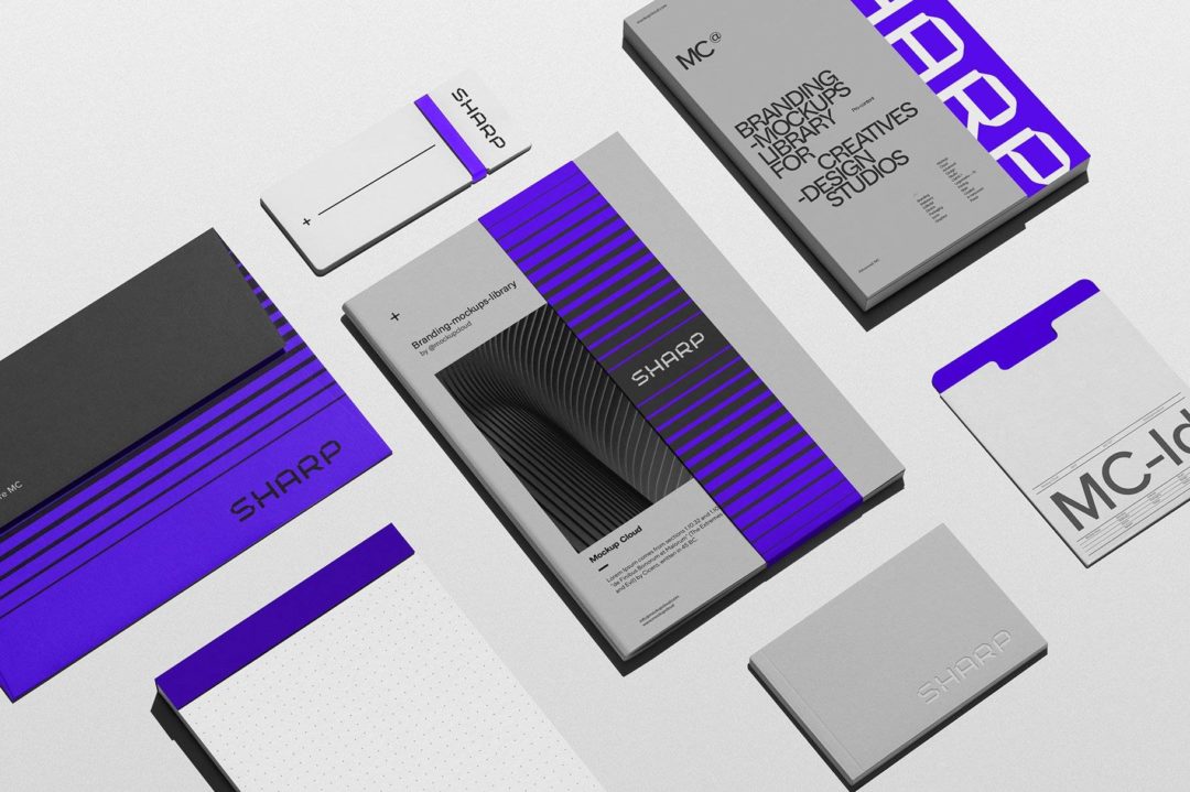 15款高级工业风名片卡片画册信纸VI标志LOGO设计贴图PSD样机模板 Sharp Branding Mockups Kit_img_3