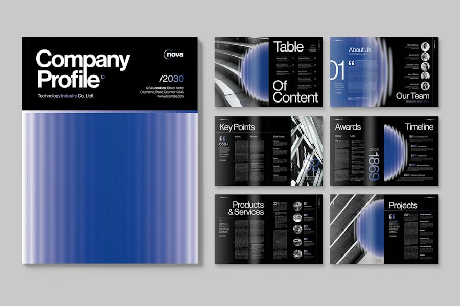 现代时尚企业年度报告宣传画册图文排版设计INDD模板素材 Company Profile Brochure Template_img_3