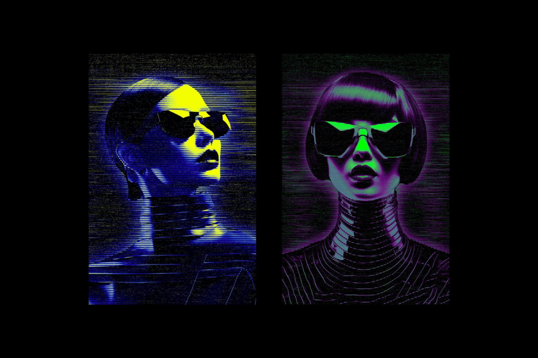 未来赛博朋克毛刺故障照片图像处理PS特效样机 Cyber Hologram Photo Effect_img_3