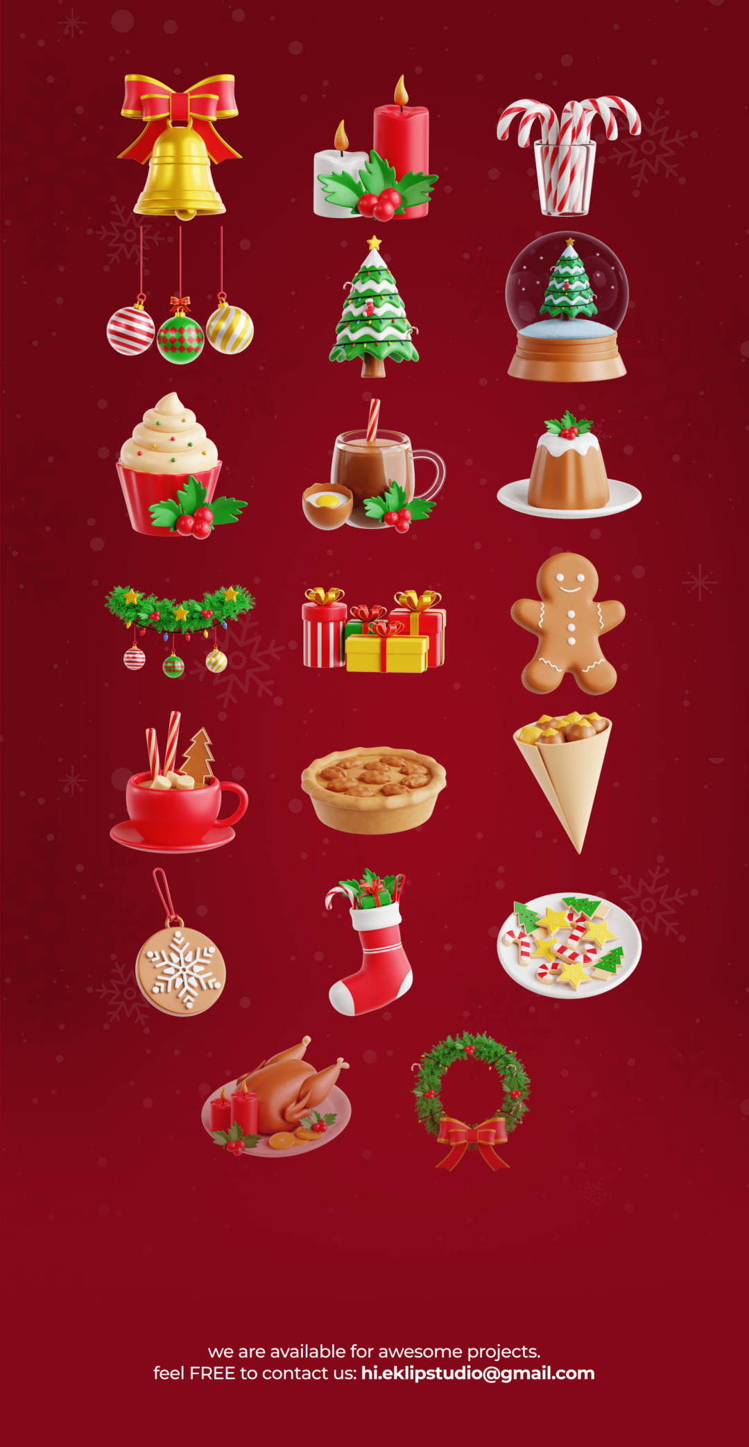 20款卡通创意圣诞节主题插图插画3D立体图标Icons设计素材合集 Christmas Time 3D Icon Set_img_3